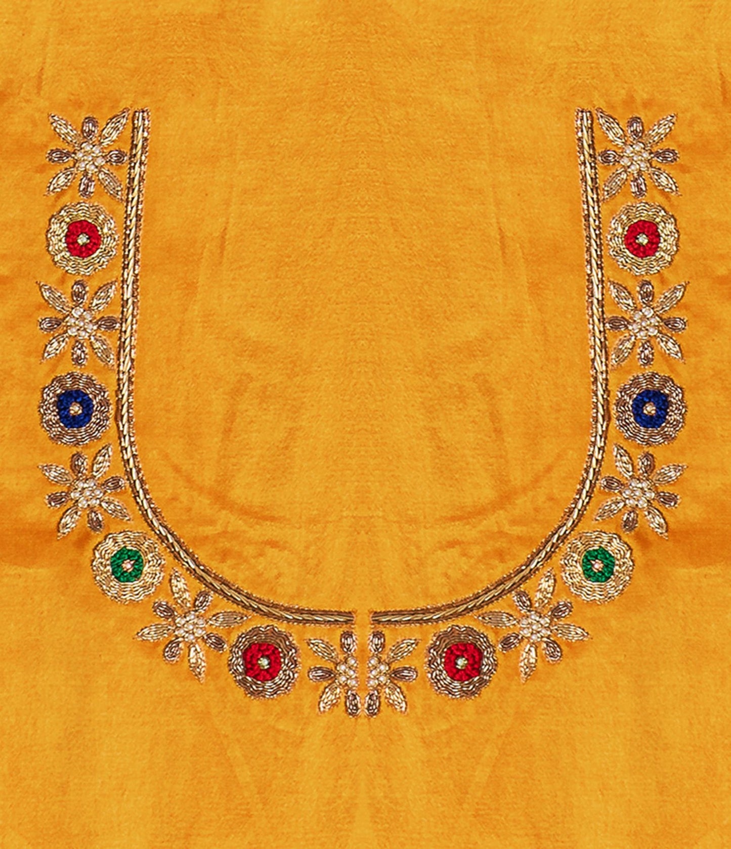 Royal Threads – Resham Zardozi Blouse pis. (Mustard Yellow)