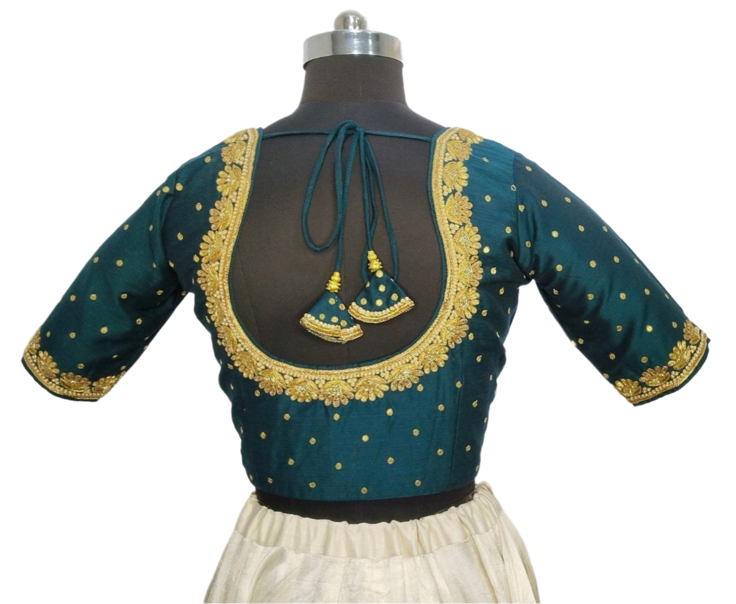 Regal Sabiya Handcrafted Zardozi Blouse (Peacock Blue)