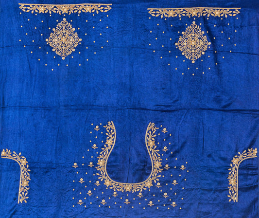 Star Flower Zardozi Work Blouse Pis (Royal Blue)