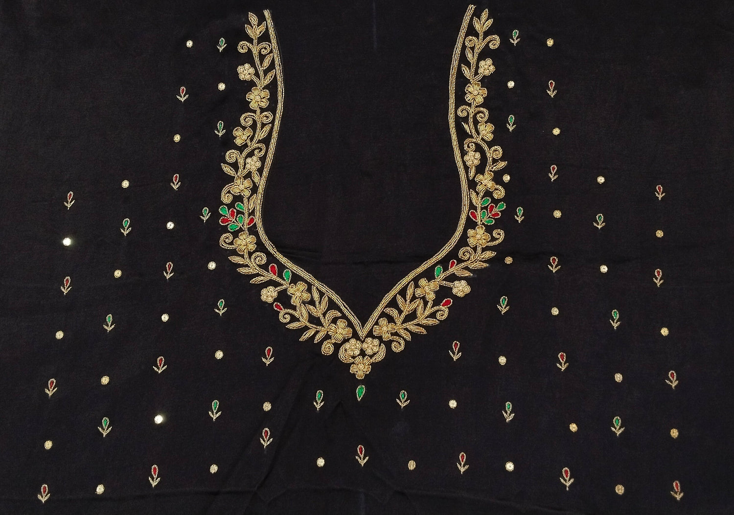 Designer Unstitched  Embroidered  Blouse  Piece