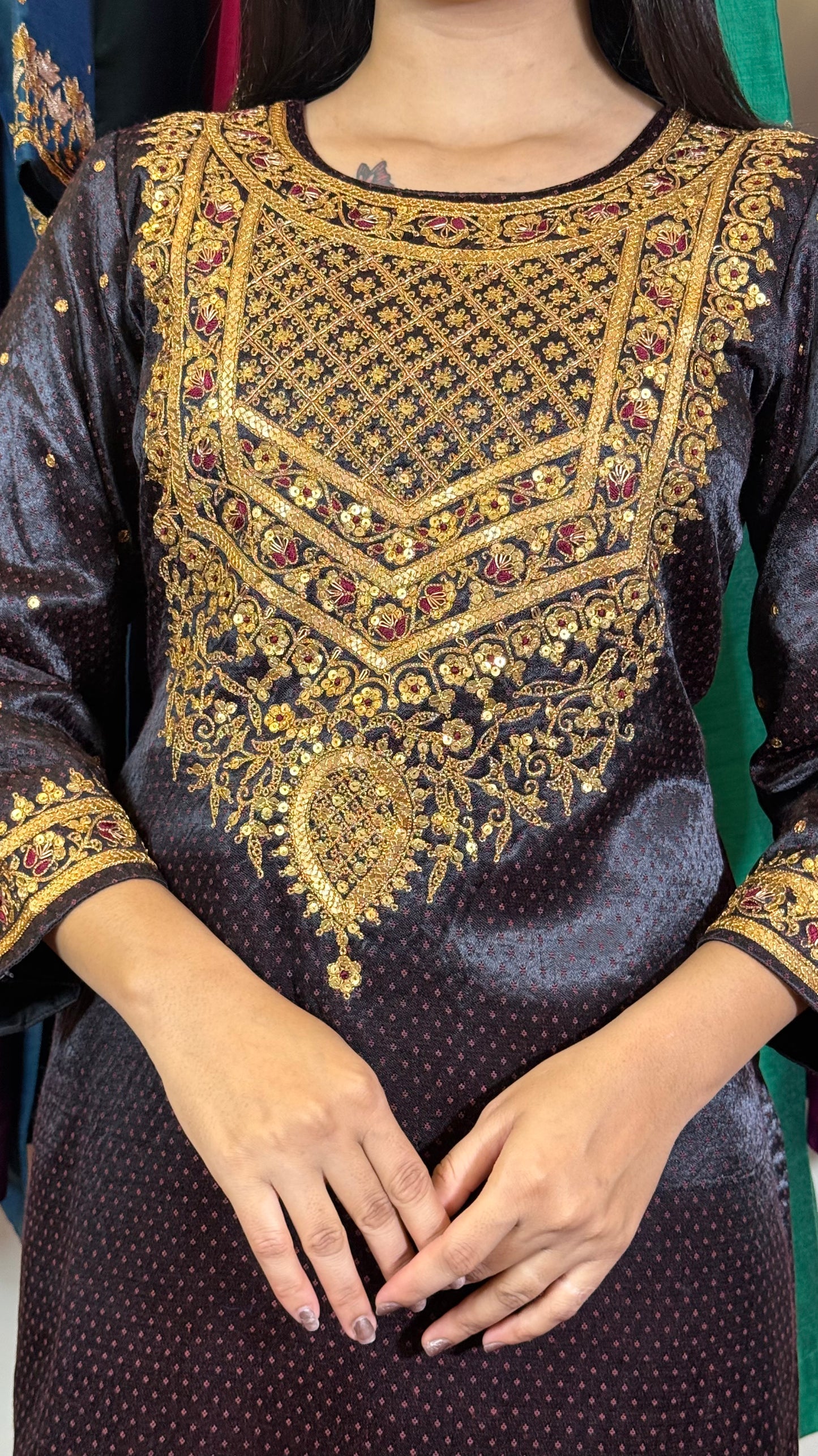 Amira Gold Embroidered Kurta Set
