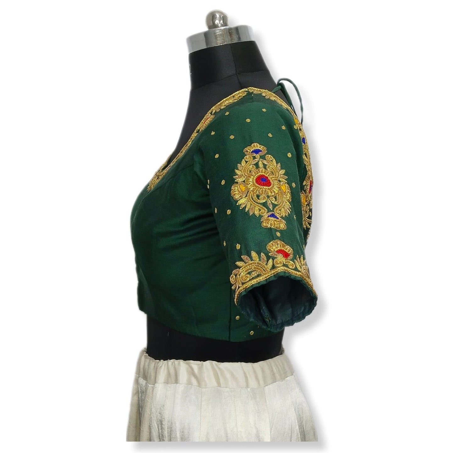 Zardozi Bloom designer Blouse (Bottle Green)