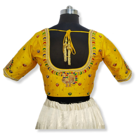 KALA VASTRA DESIGNER BLOUSE (MUSTERD YELLOW)