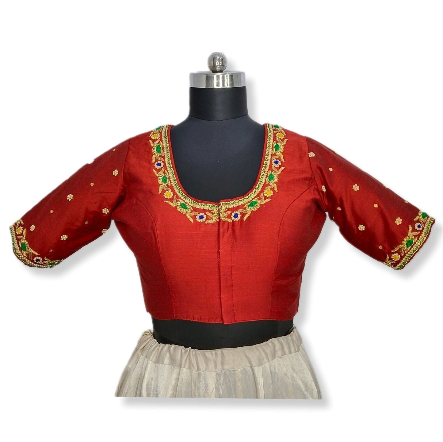 Floral Zardozi Handcrafted Designer Blouse ( Maroon)