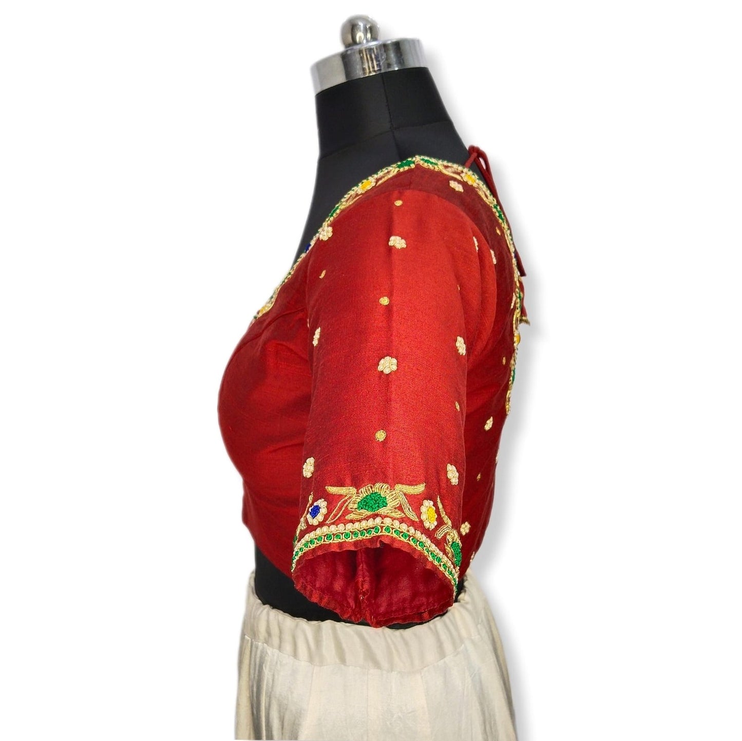 Floral Zardozi Handcrafted Designer Blouse ( Maroon)