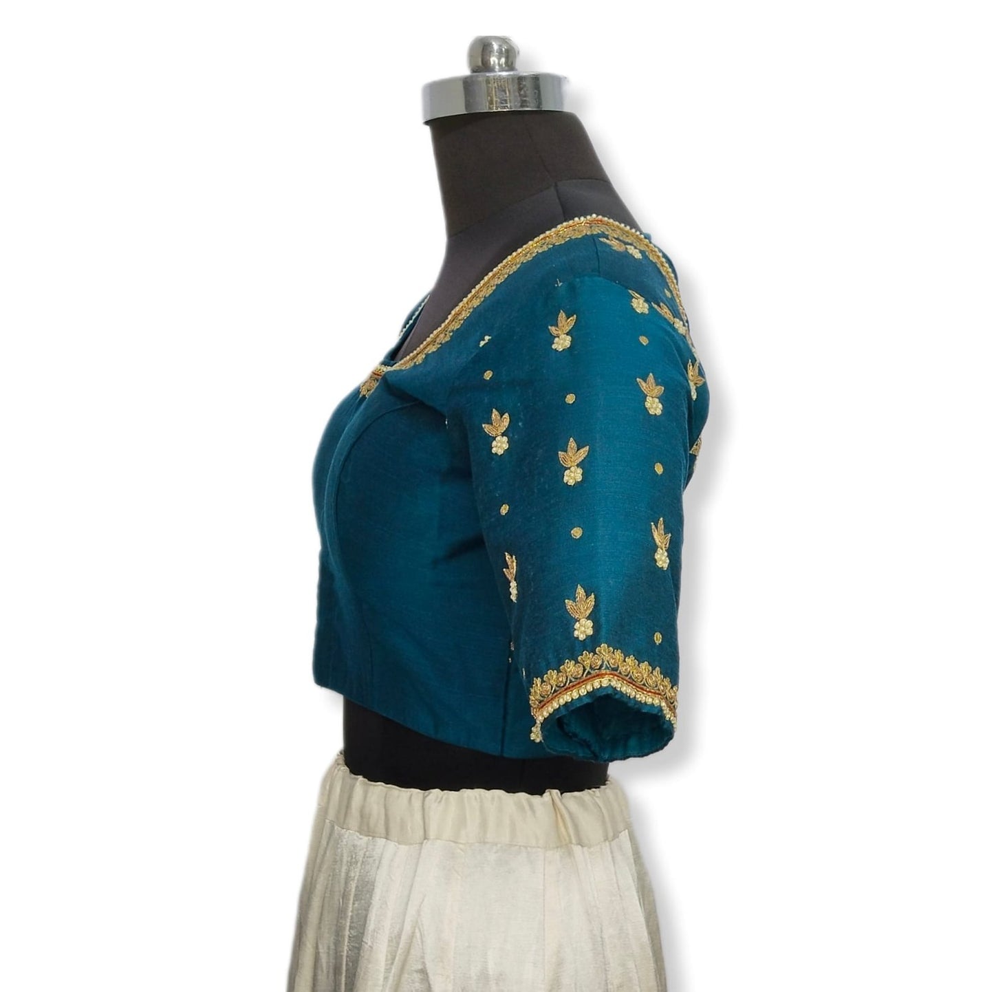 Delicate Zardozi Work Designer Blouse (Turkish Blue)