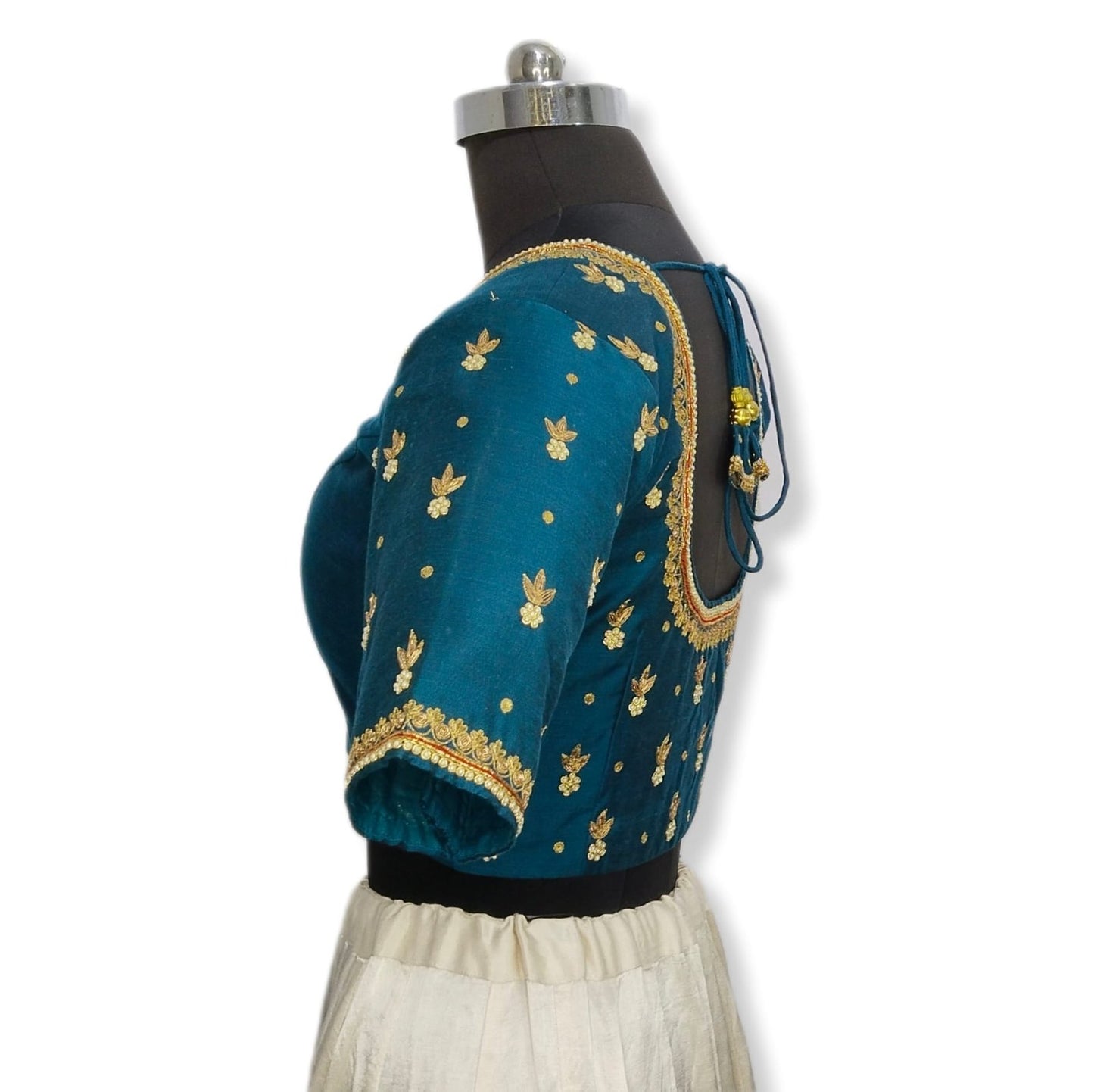 Delicate Zardozi Work Designer Blouse (Turkish Blue)