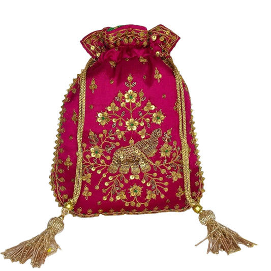 Elephent Marodi Work Potli Batwa (Pink)