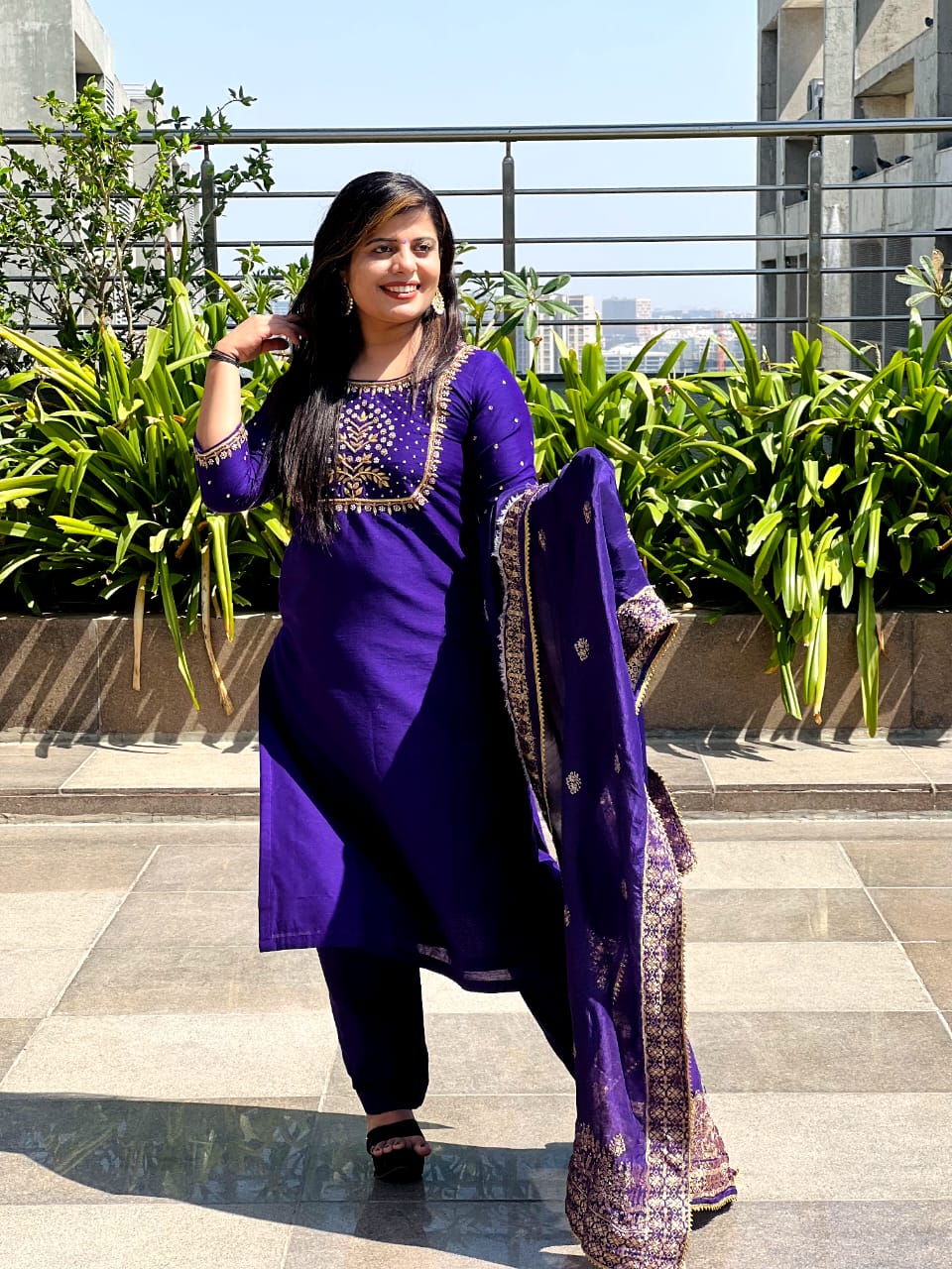 Purpal Zardozi Perl Work Designer  Readymade Salwar Suit