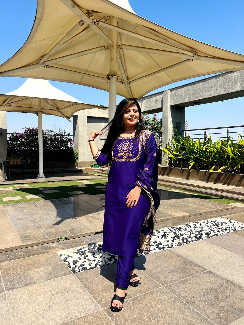 Purpal Zardozi Perl Work Designer  Readymade Salwar Suit