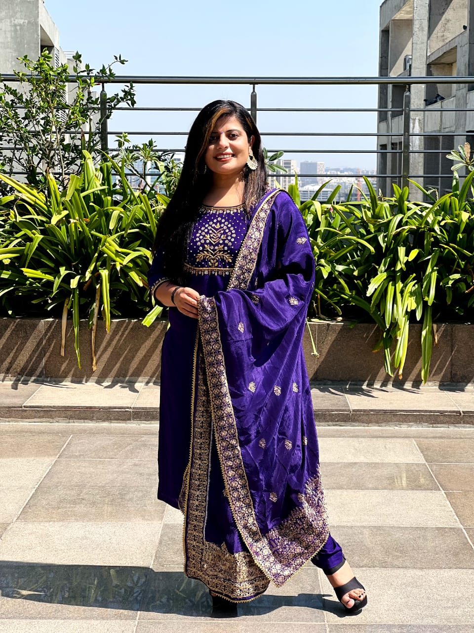 Purpal Zardozi Perl Work Designer  Readymade Salwar Suit