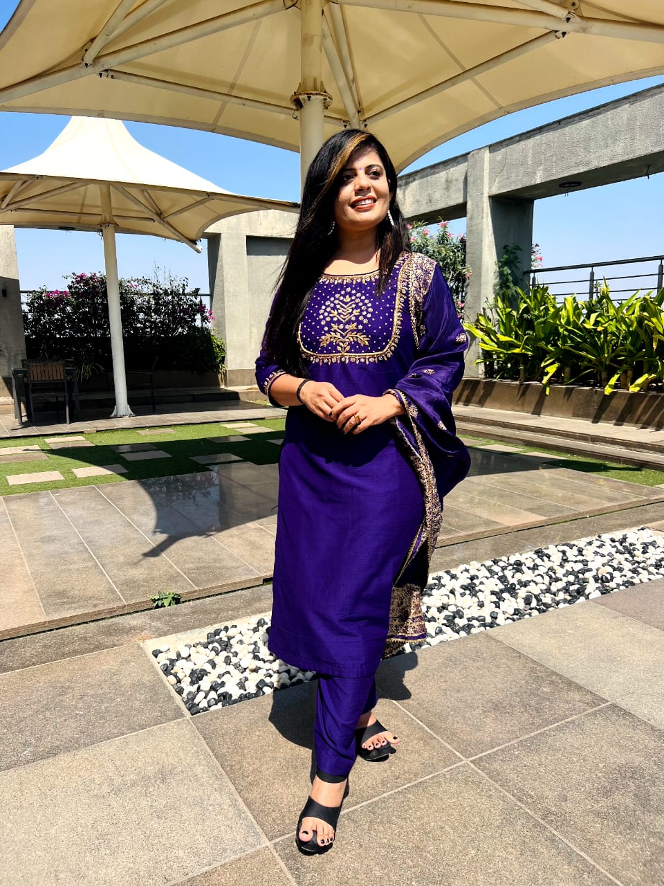 Purpal Zardozi Perl Work Designer  Readymade Salwar Suit