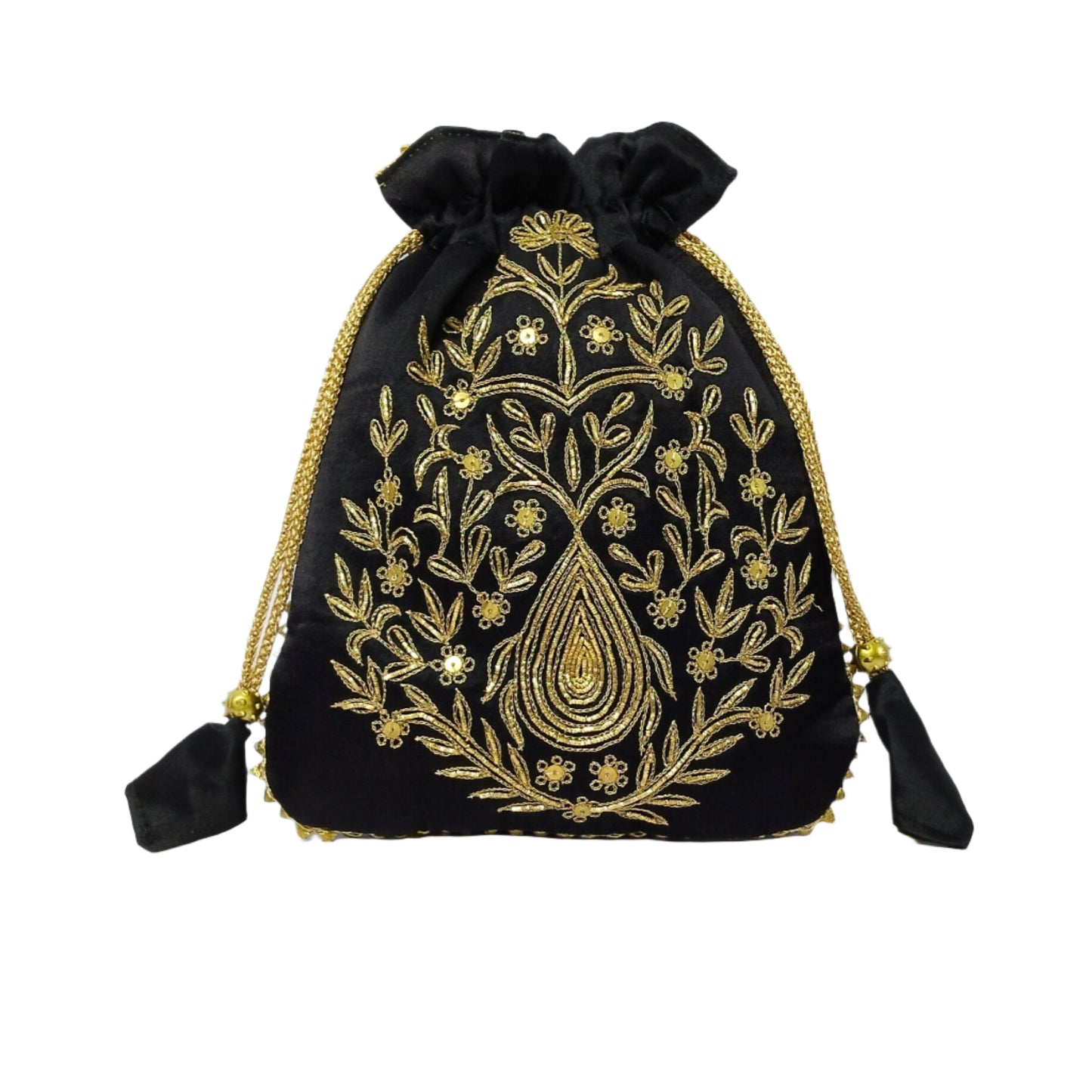 Beautiful Zardozi  Work Potli Batwa (Black)