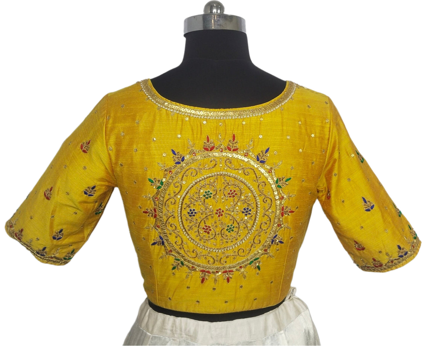 Ethnic Elegance Mandala Butta Blouse (Mustard Yellow)