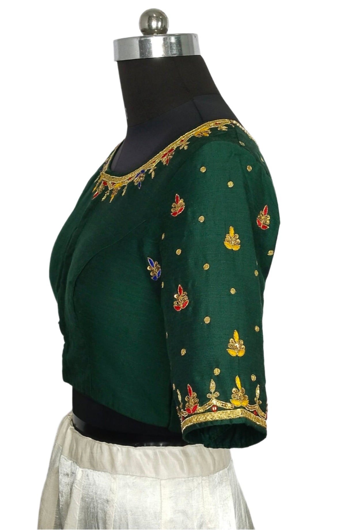 Ethnic Elegance Mandala Butta Blouse (Bottel Green)