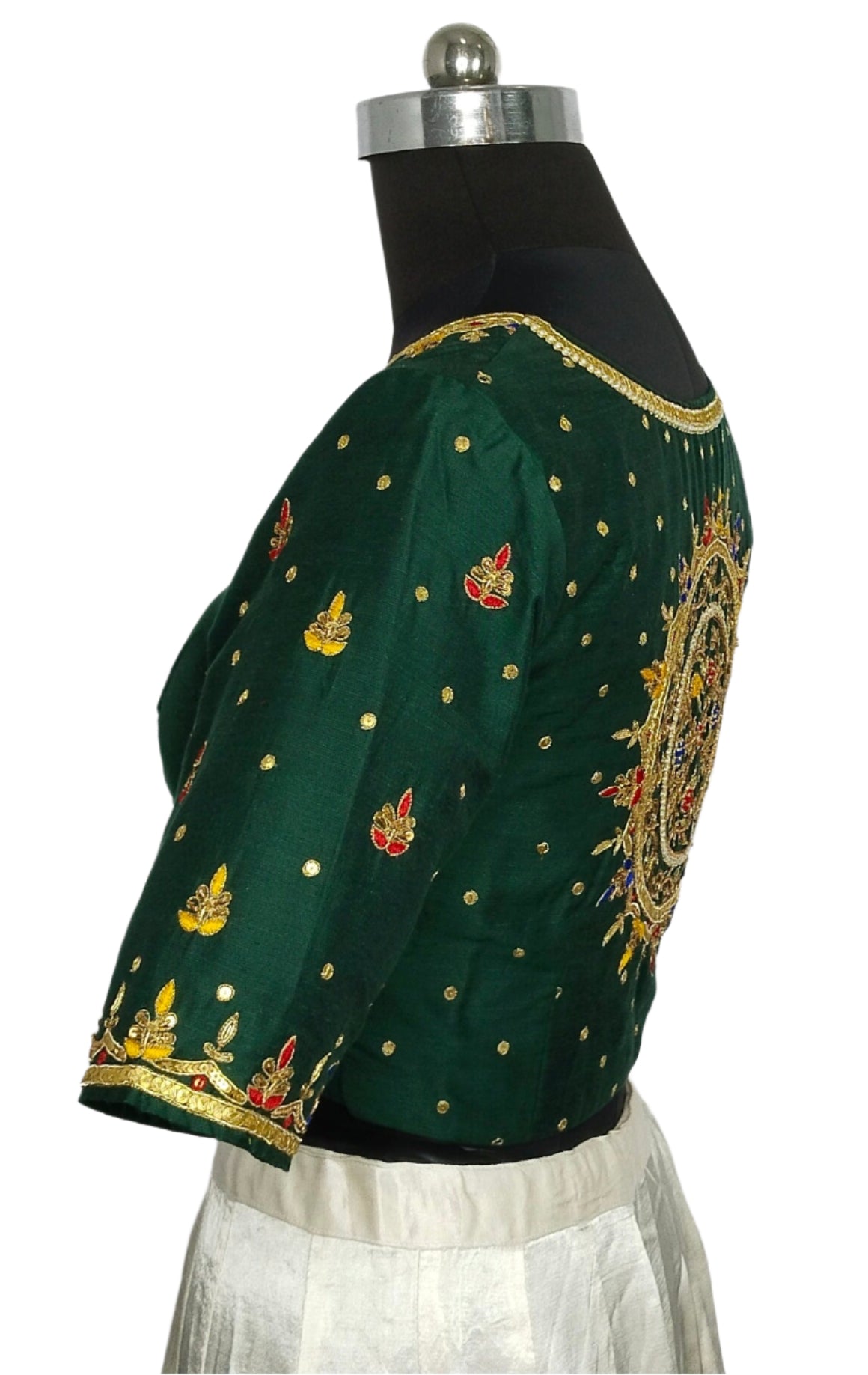 Ethnic Elegance Mandala Butta Blouse (Bottel Green)