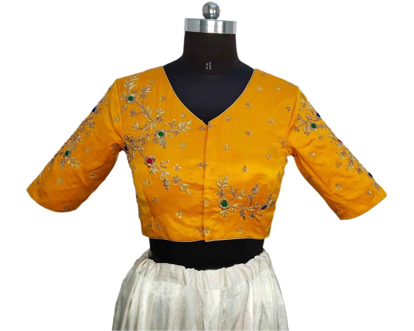 Asymmetric Zardozi Art Blouse (Mustard Yellow)