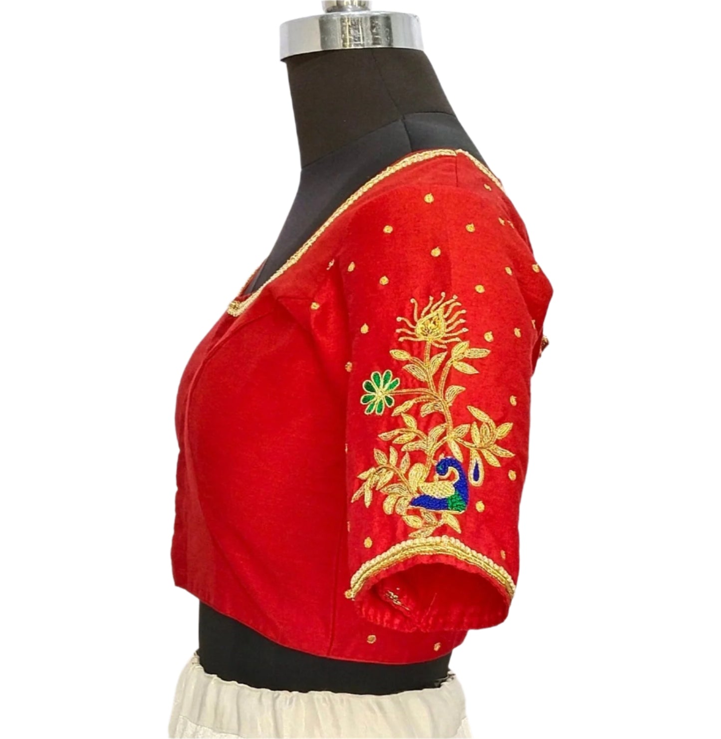 Beautiful Peacock Zardozi Designer Blouse (Red)