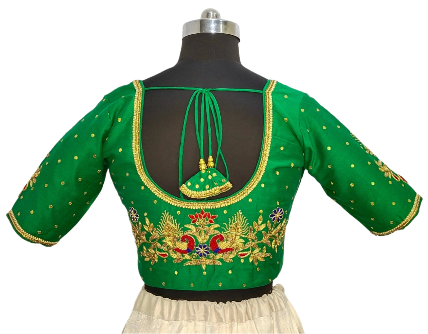 Beautiful Peacock Zardozi Designer Blouse (Green)