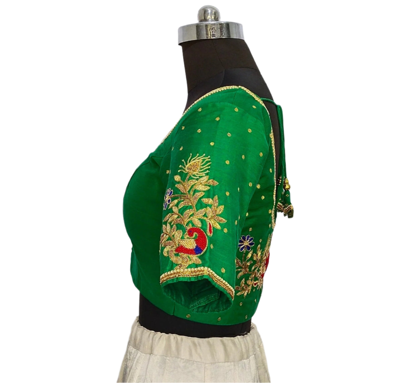Beautiful Peacock Zardozi Designer Blouse (Green)