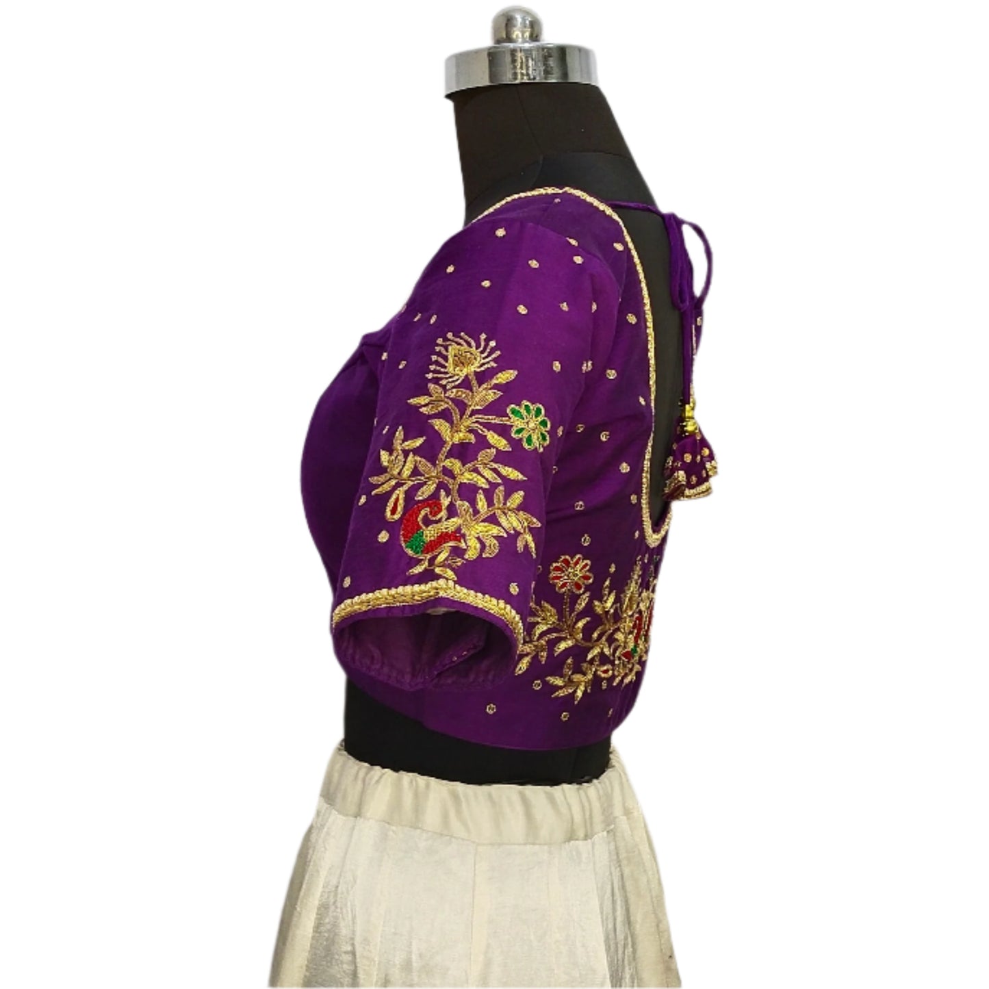 Beautiful Peacock Zardozi Designer Blouse (Purple)
