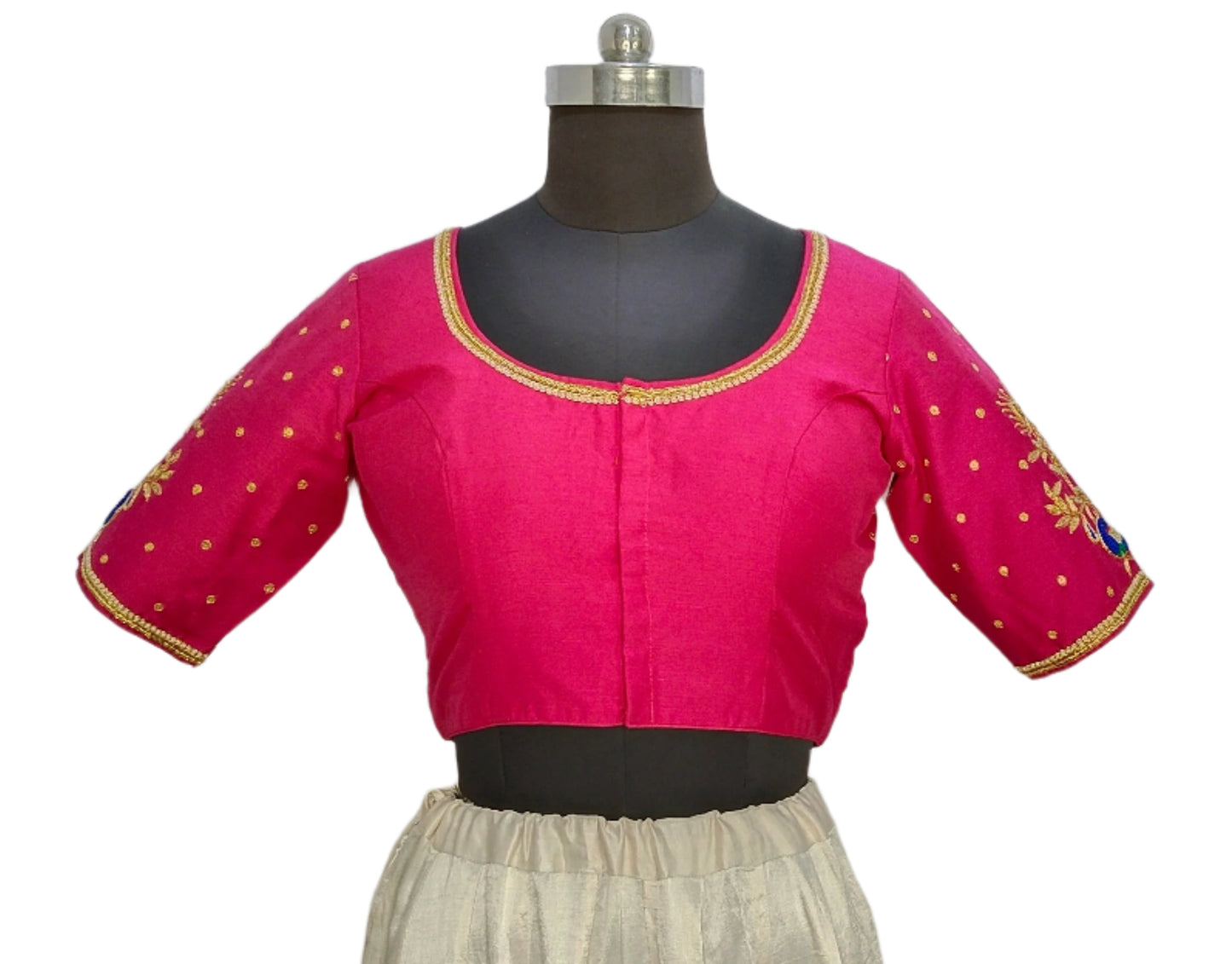 Beautiful Peacock Zardozi Designer Blouse (Pink)
