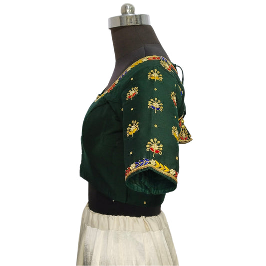 Heritage Blouse – Zardozi Embroidered with Round cut Design