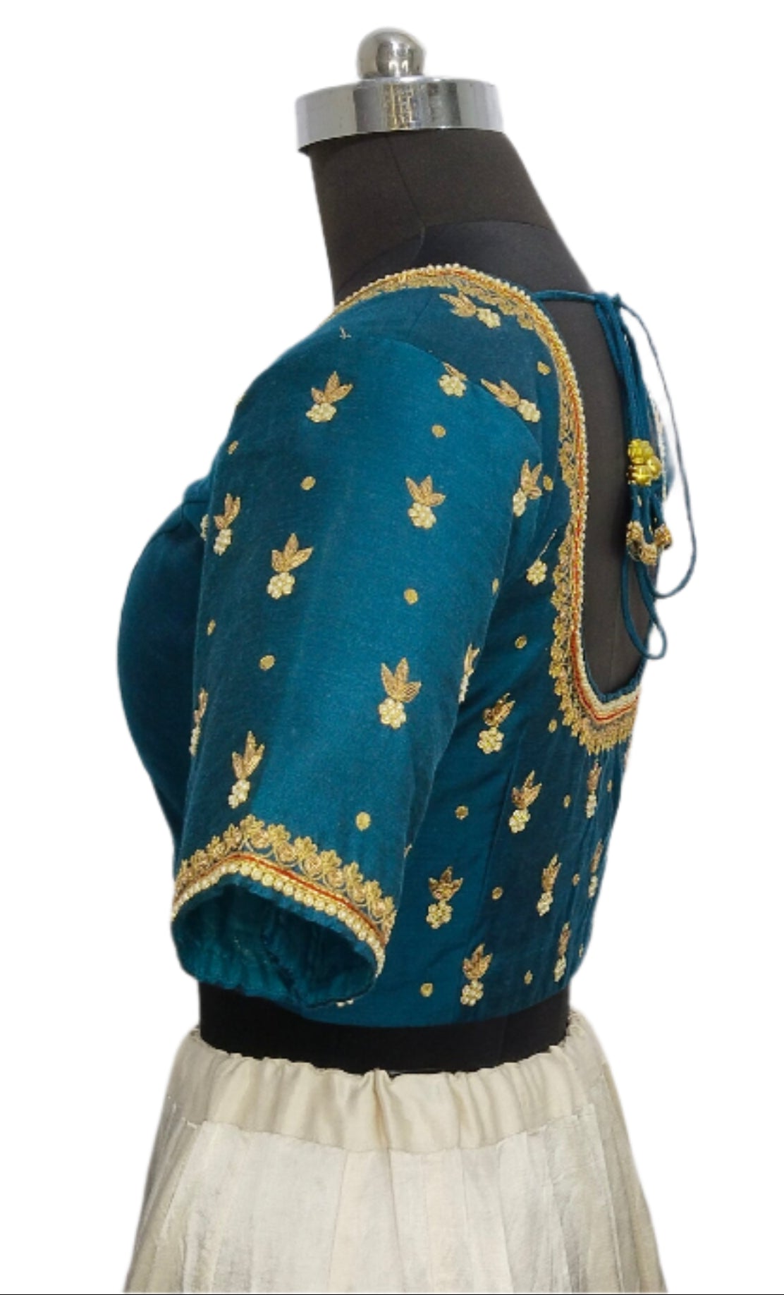 Delicate Zardozi Work Designer Blouse (Turkish Blue)