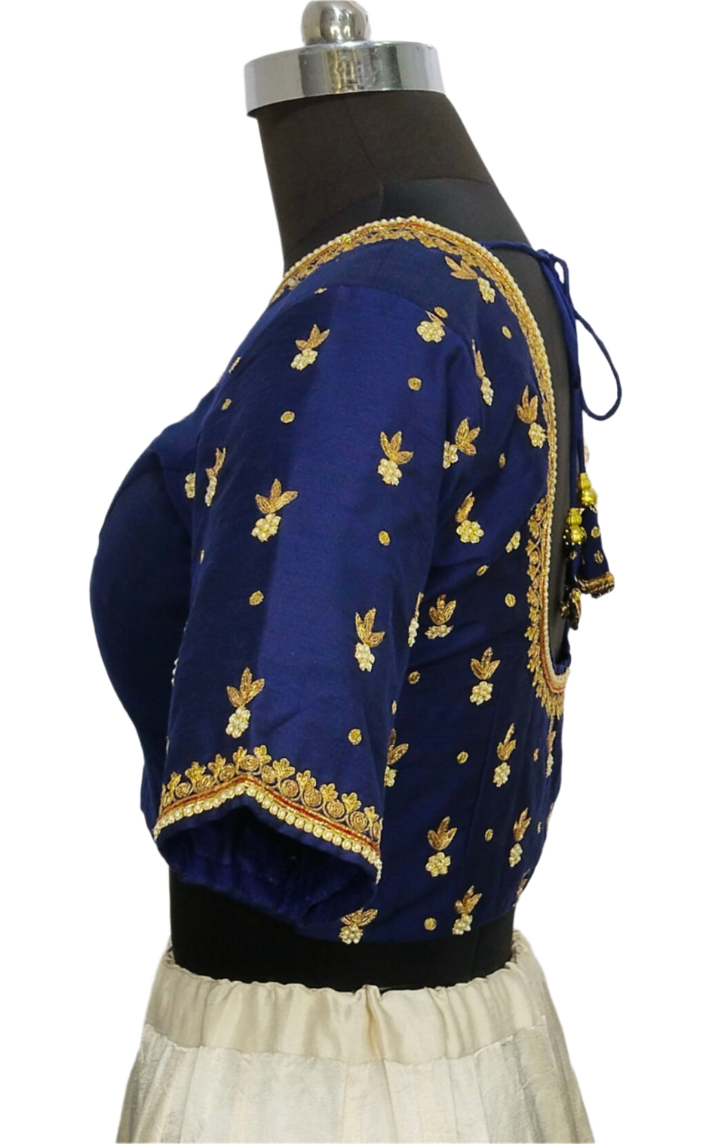 Delicate Zardozi Work Designer Blouse (Navy Blue)