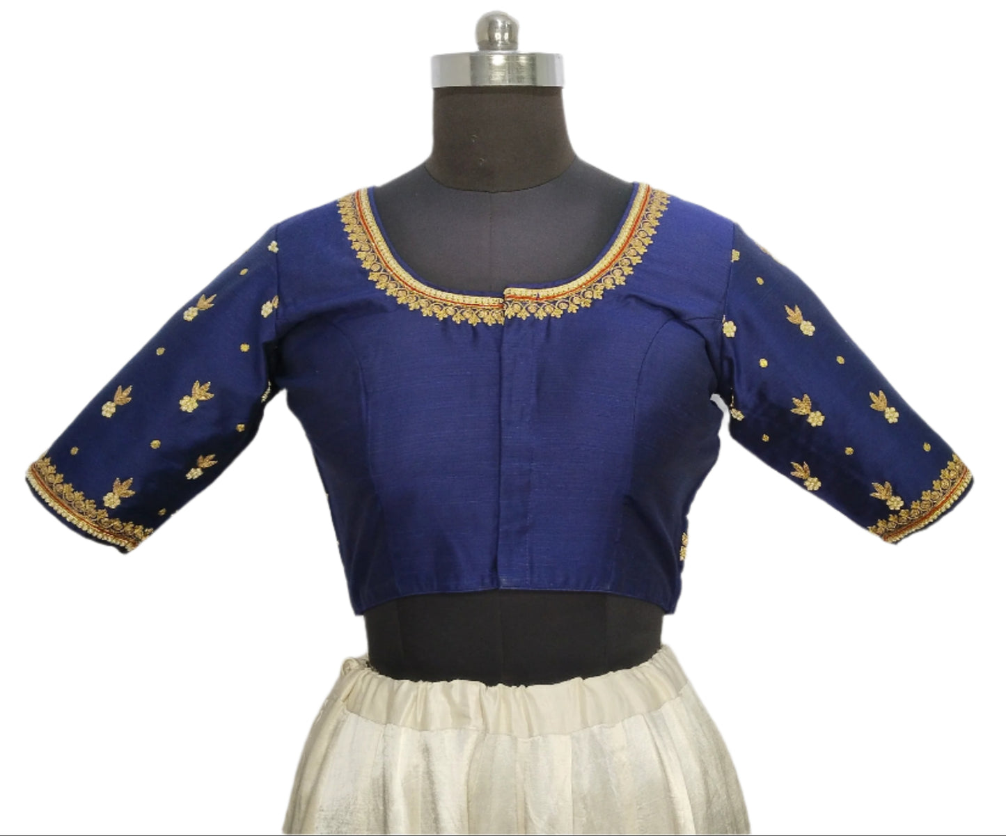 Delicate Zardozi Work Designer Blouse (Navy Blue)