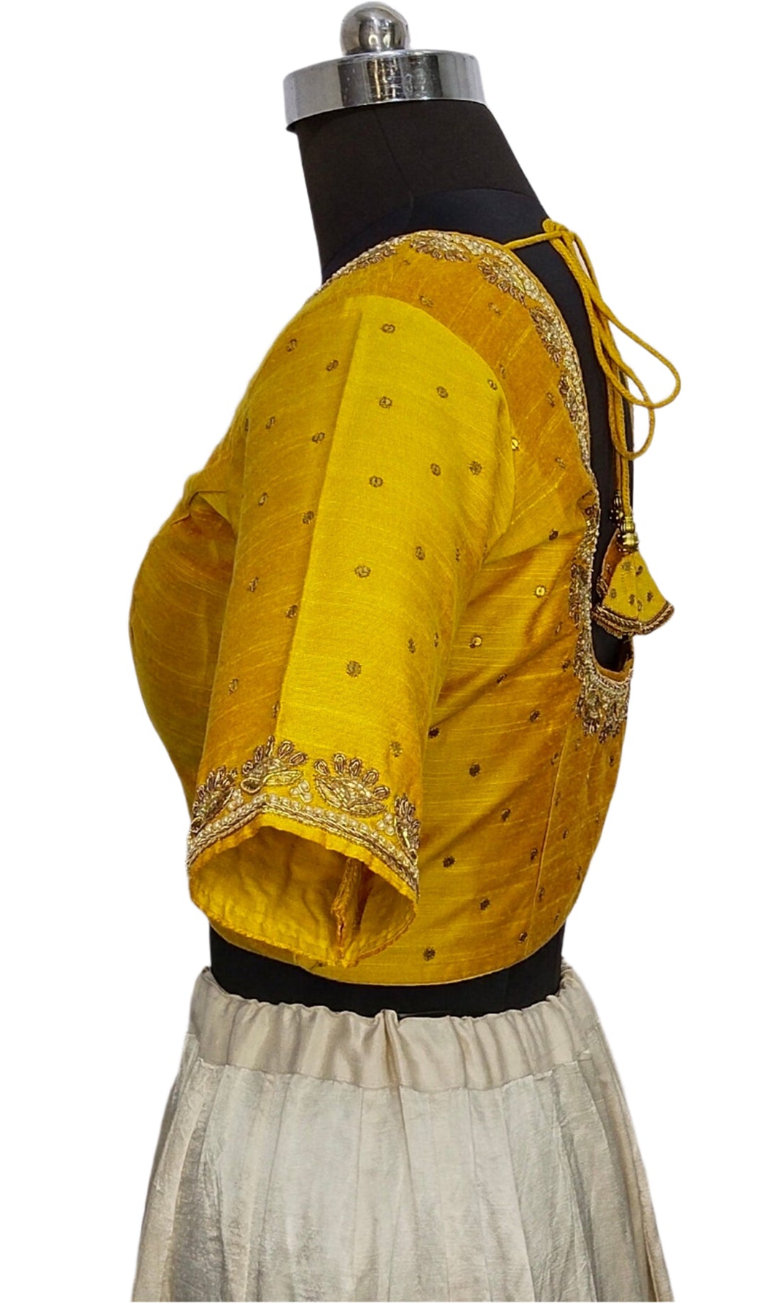 Regal Sabiya Handcrafted Zardozi Blouse (Mustard Yellow)