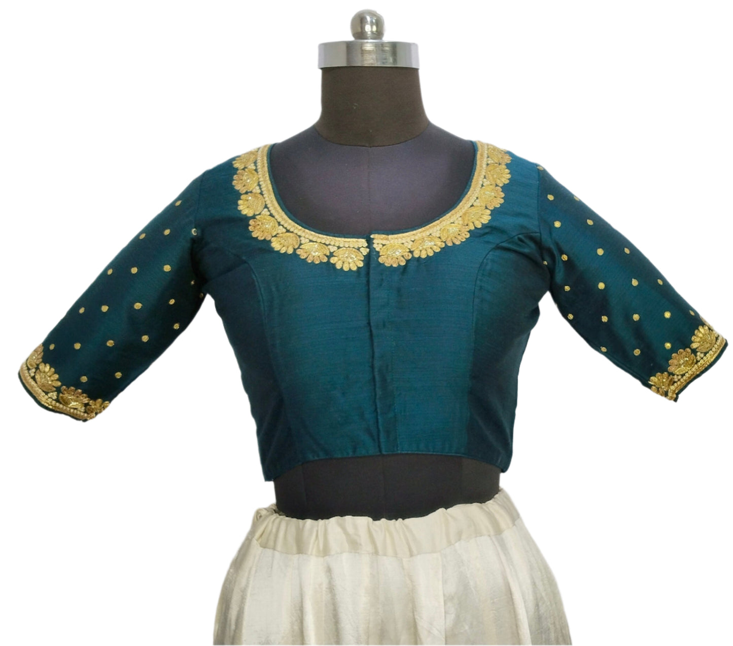 Regal Sabiya Handcrafted Zardozi Blouse (Peacock Blue)
