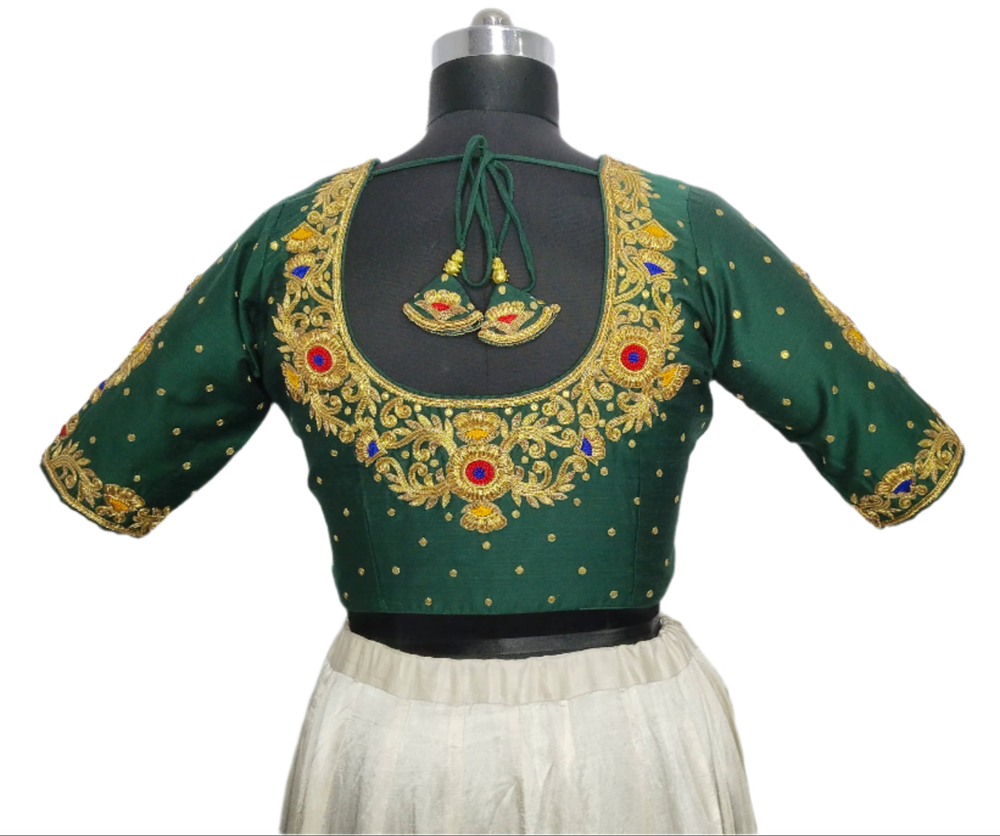 Zardozi Bloom designer Blouse (Bottle Green)