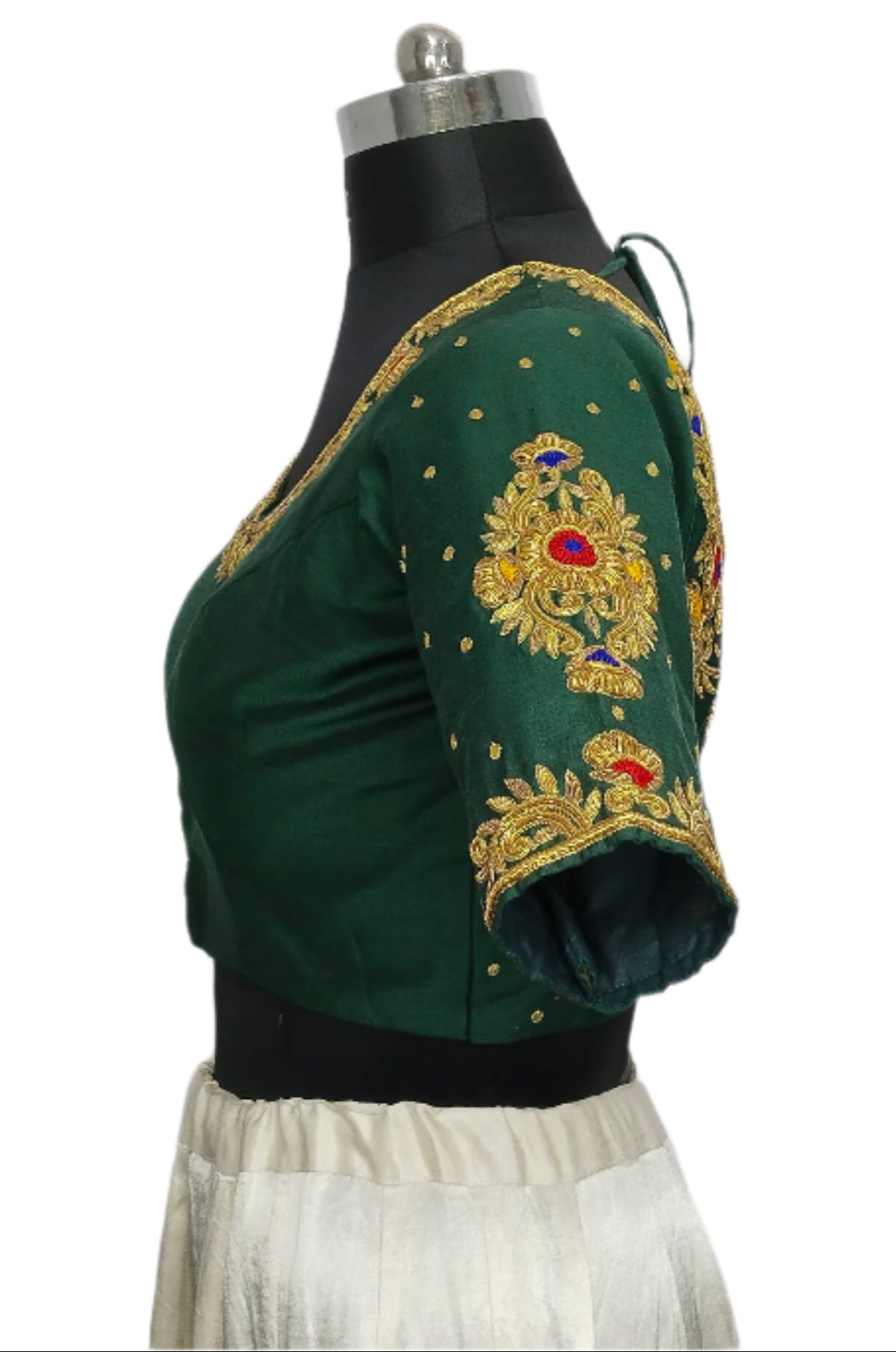 Zardozi Bloom designer Blouse (Bottle Green)