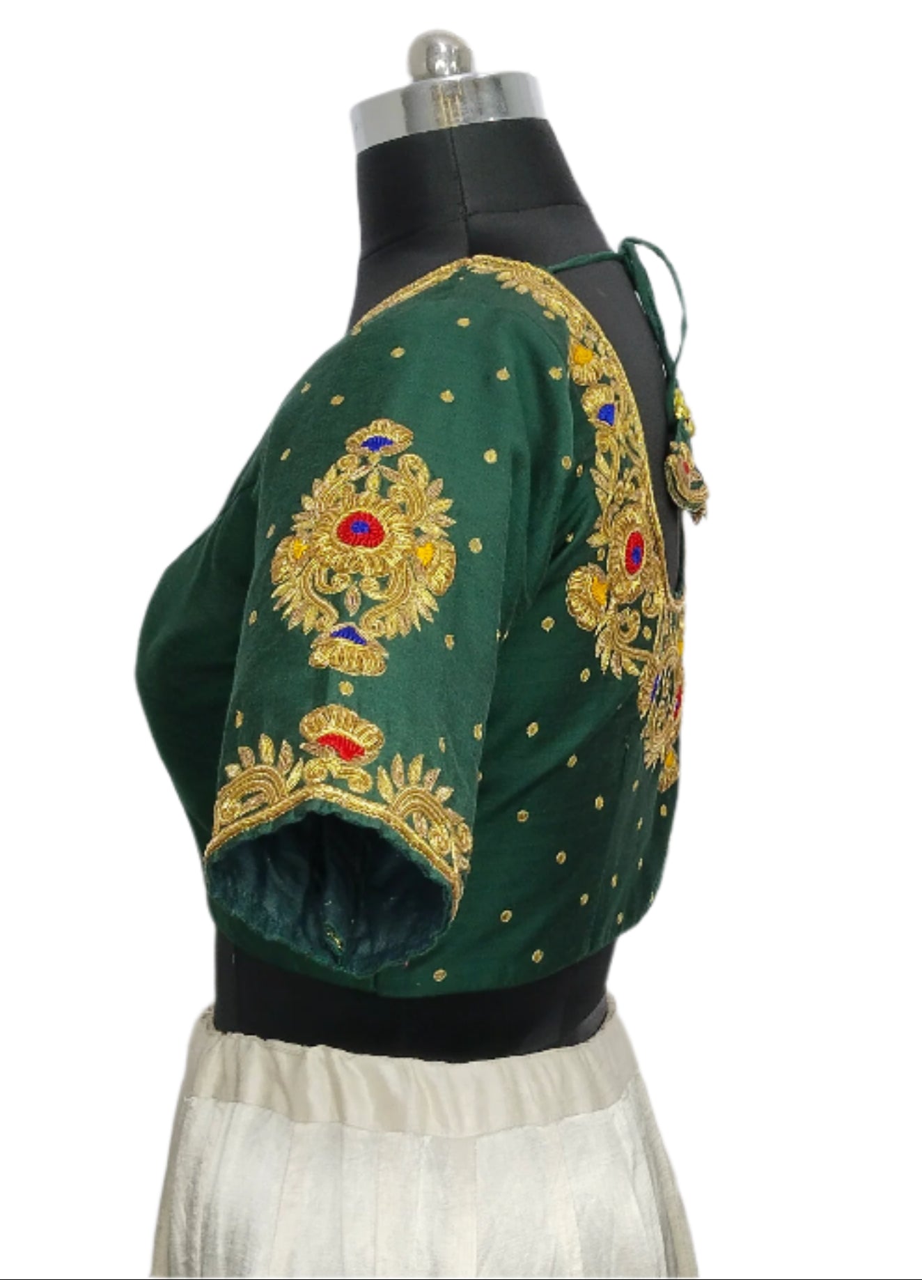 Zardozi Bloom designer Blouse (Bottle Green)