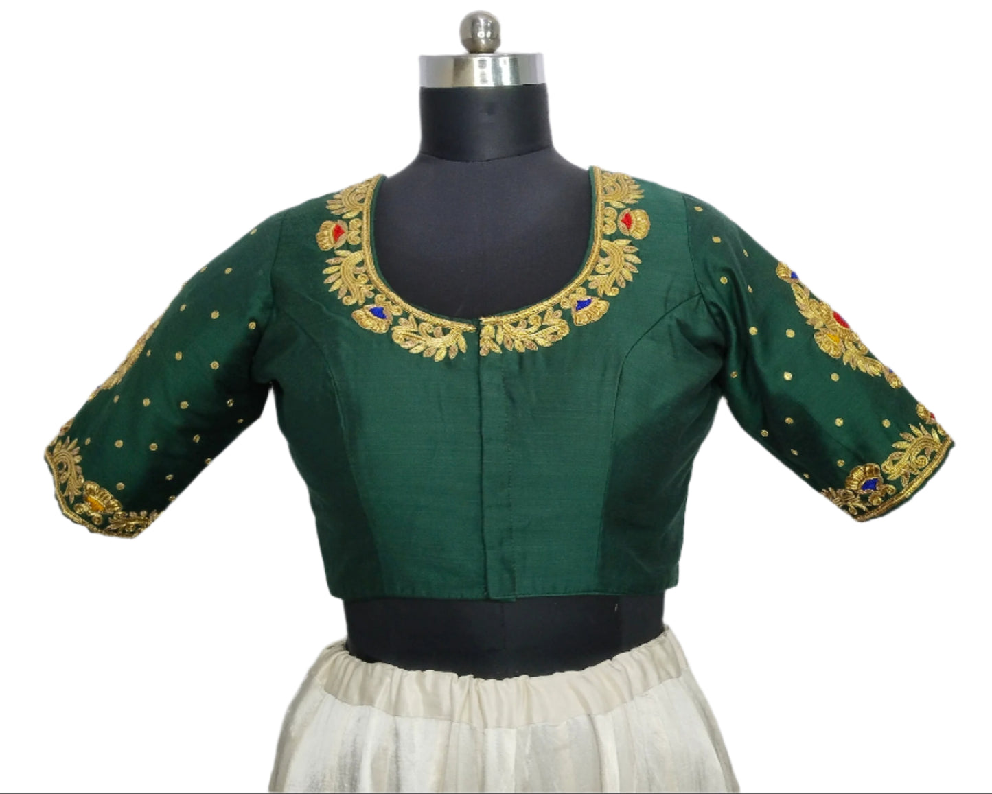 Zardozi Bloom designer Blouse (Bottle Green)