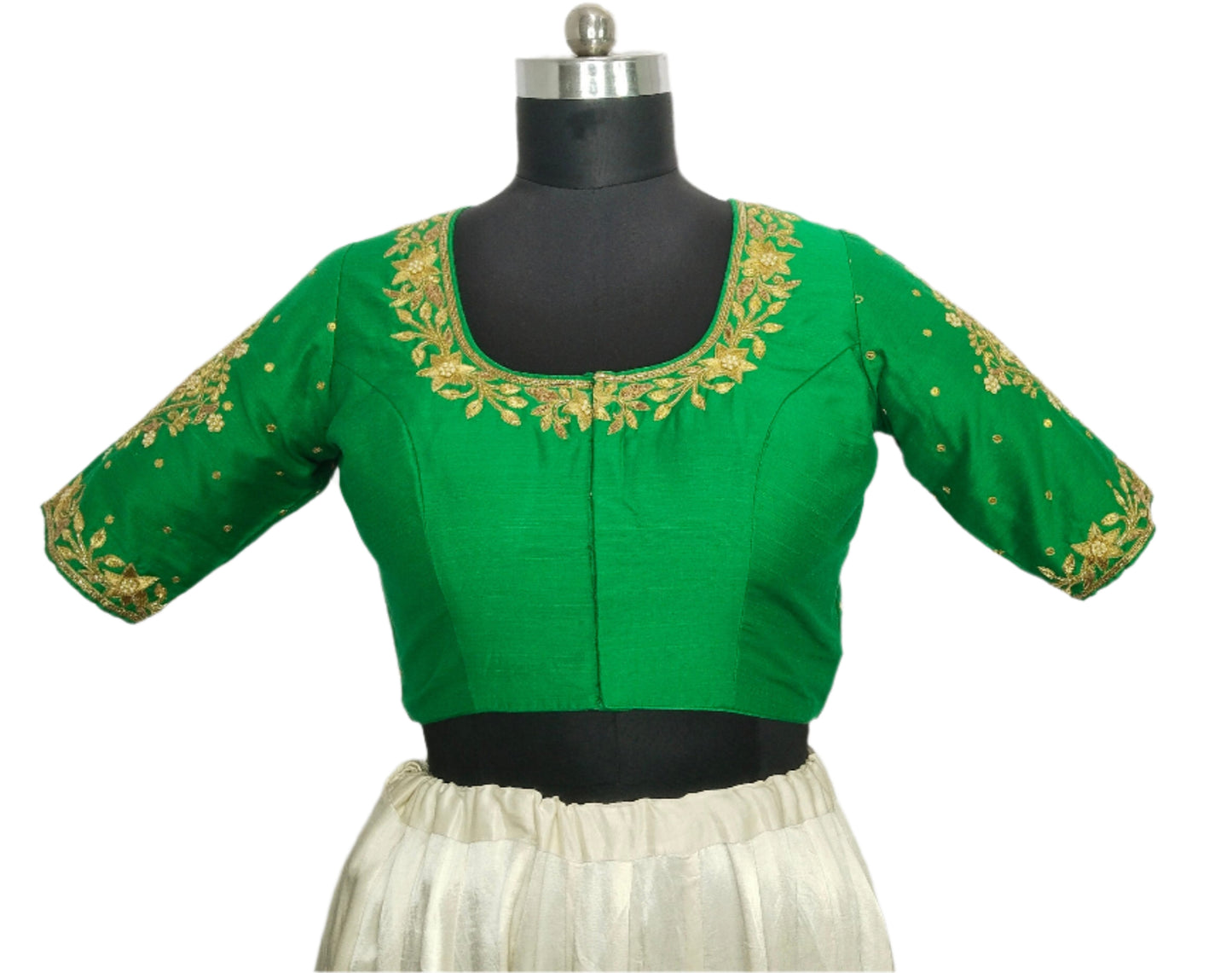Queen's Blossom Zardozi Work Blouse (Green)