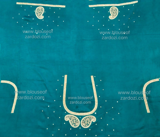 free Hand Zardozi Work Designer Blouse Pis. (Navy Blue)