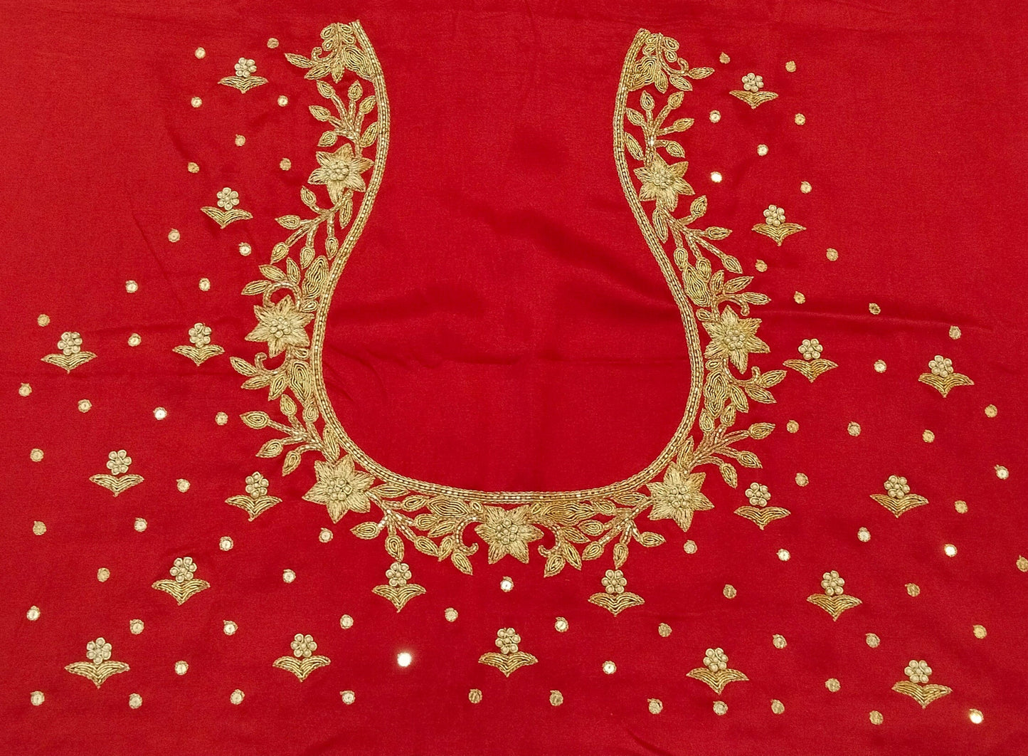 Star Flower Zardozi Work Blouse Pis (Red)