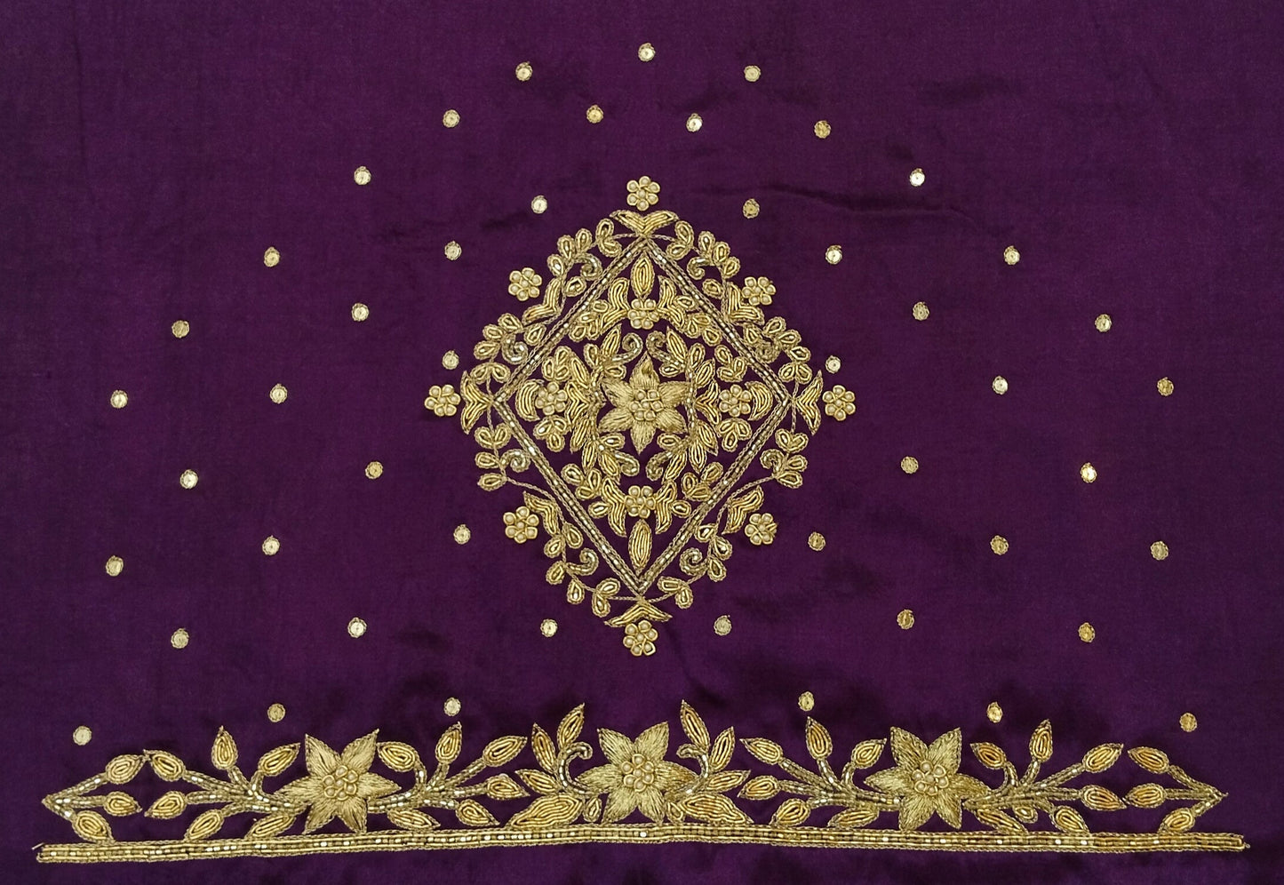 Star Flower Zardozi Work Blouse Pis (Purple)