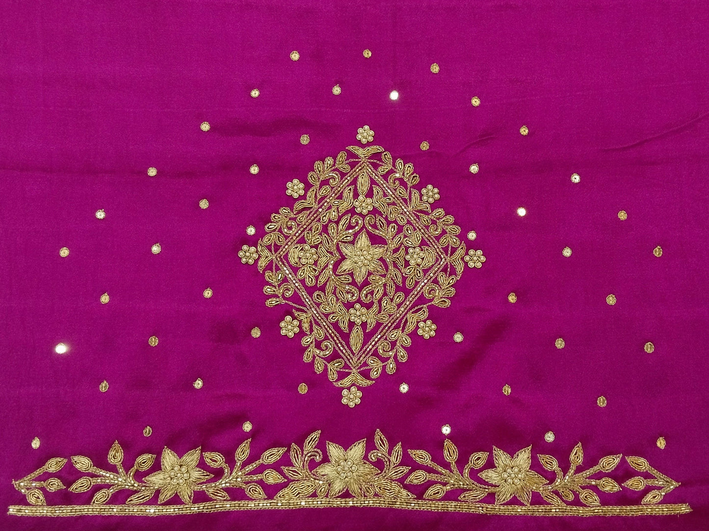 Star Flower Zardozi Work Blouse Pis (Magenta)