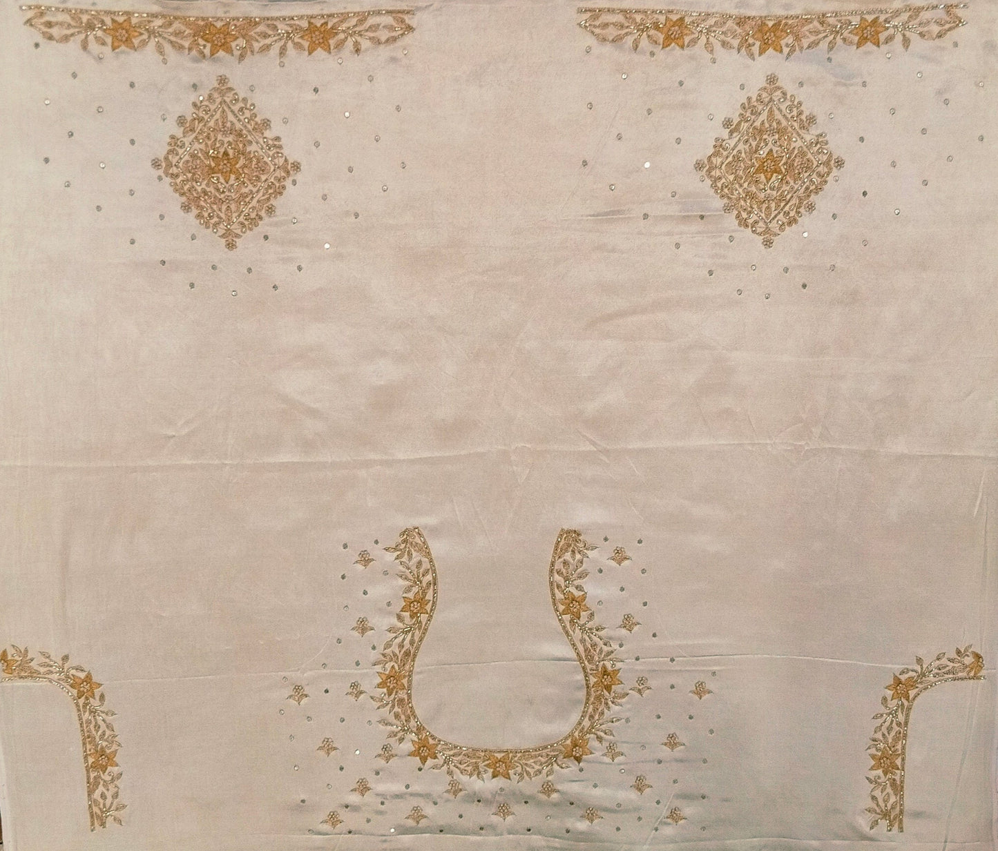 Star Flower Zardozi Work Blouse Pis (Off White)