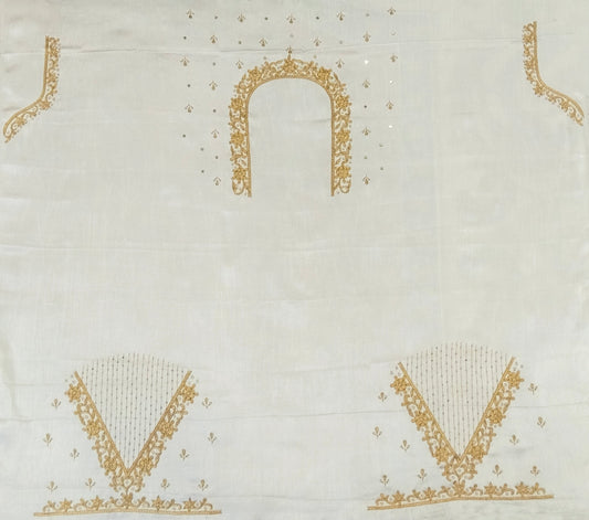 Handcrafted Zardozi Perfection blouse pis. (White )