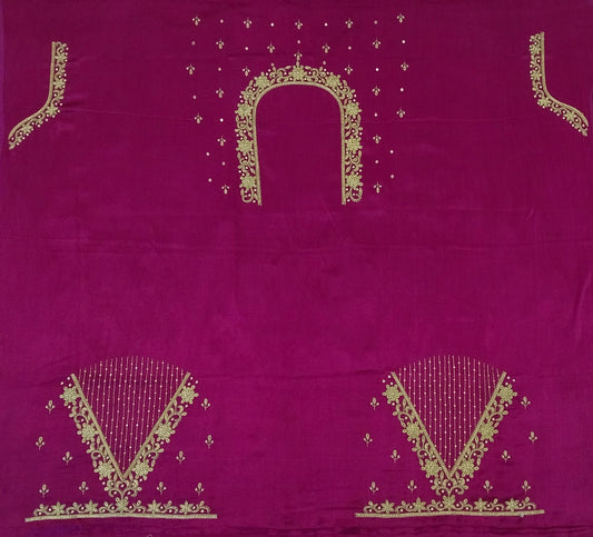 Handcrafted Zardozi Perfection blouse pis. (Magenta)