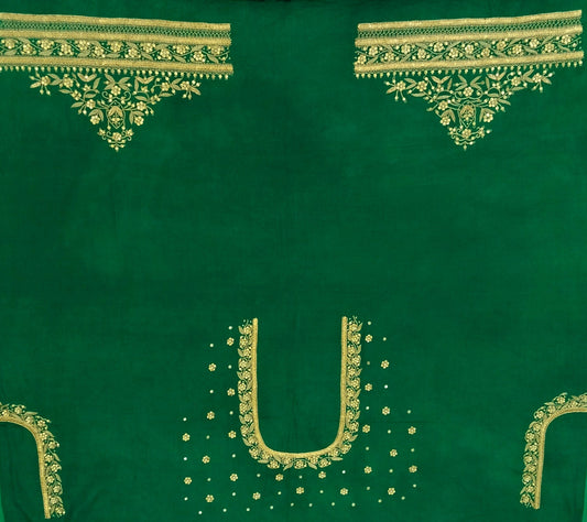 Royal Aura Embellished Blouse Piece (Green)