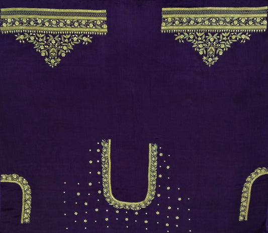 Royal Aura Embellished Blouse Piece (Purple)