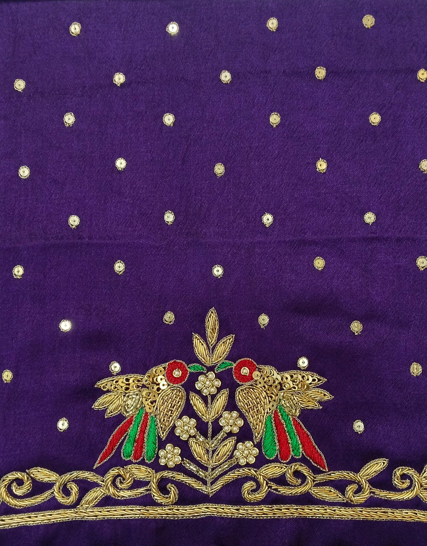 Zari Parrot Charm Blouse Piece (Purple)