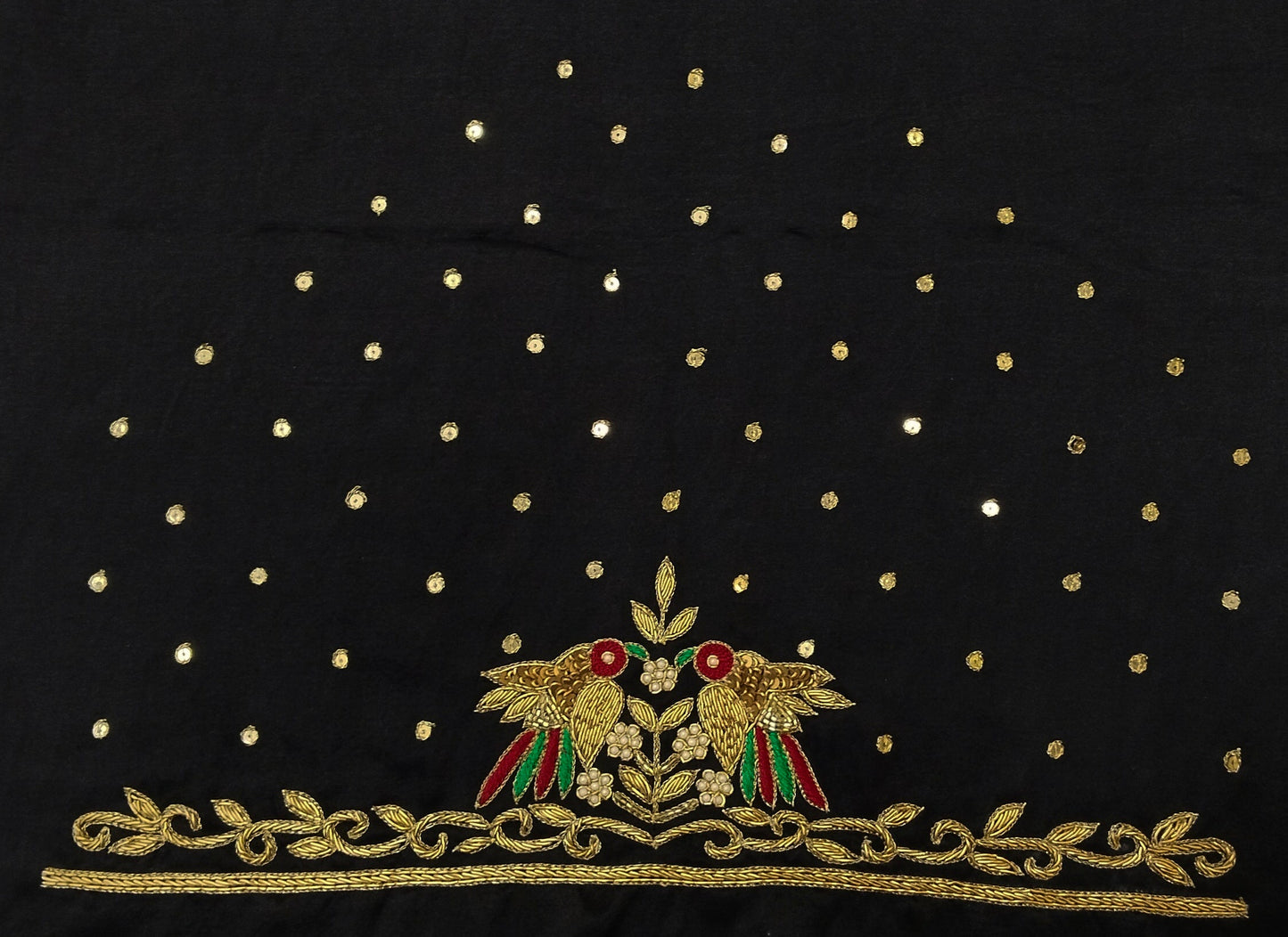 Zari Parrot Charm Blouse Piece (Black)