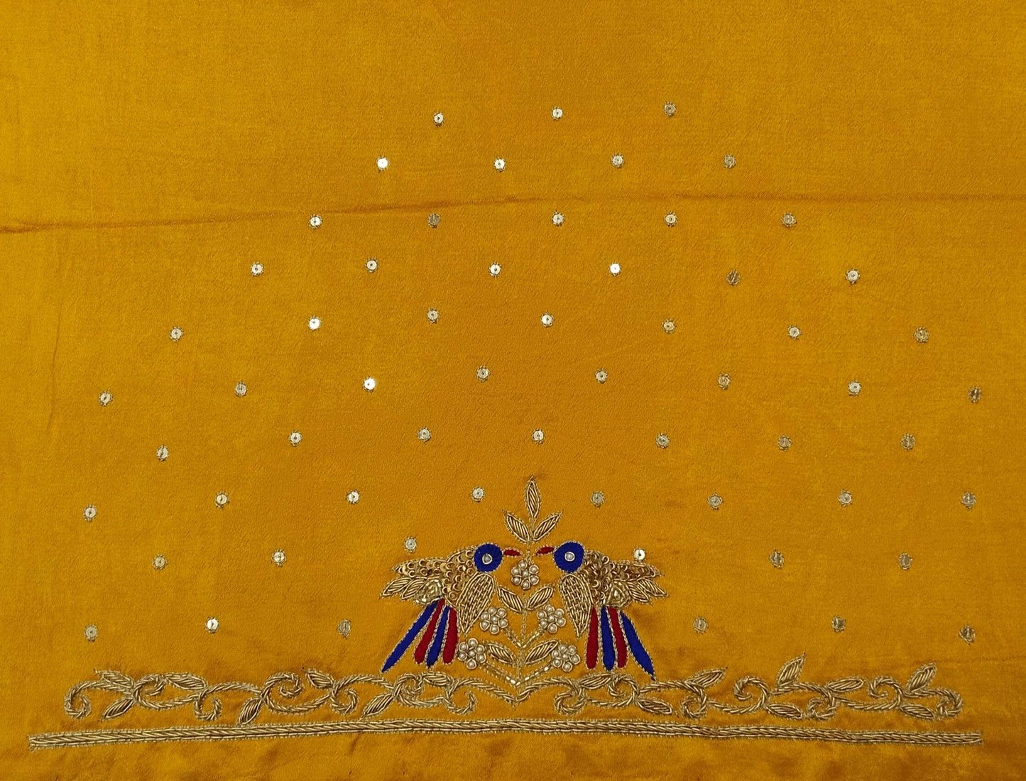 Zari Parrot Charm Blouse Piece (Mustard Yellow)
