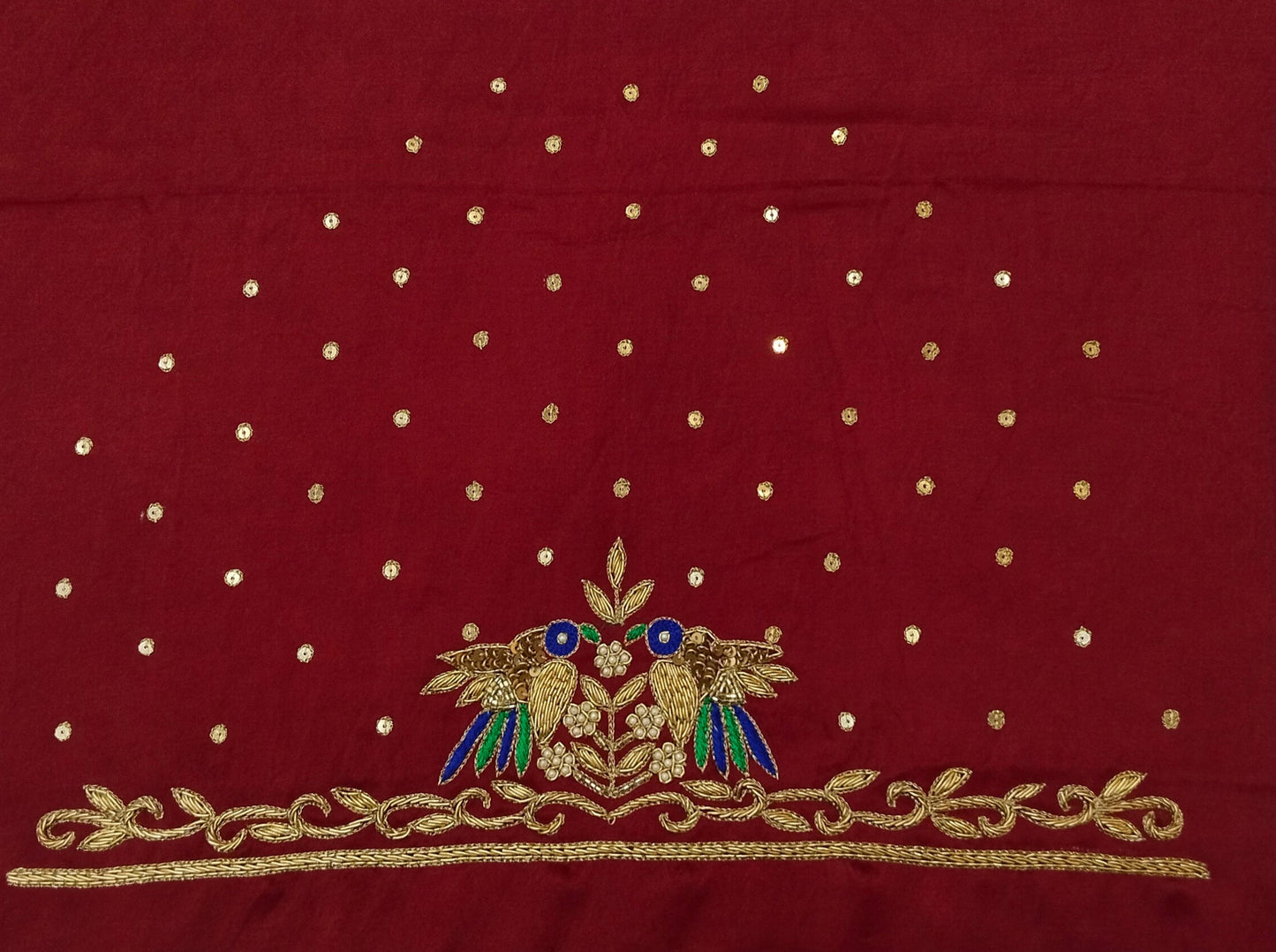Zari Parrot Charm Blouse Piece (Maroon)
